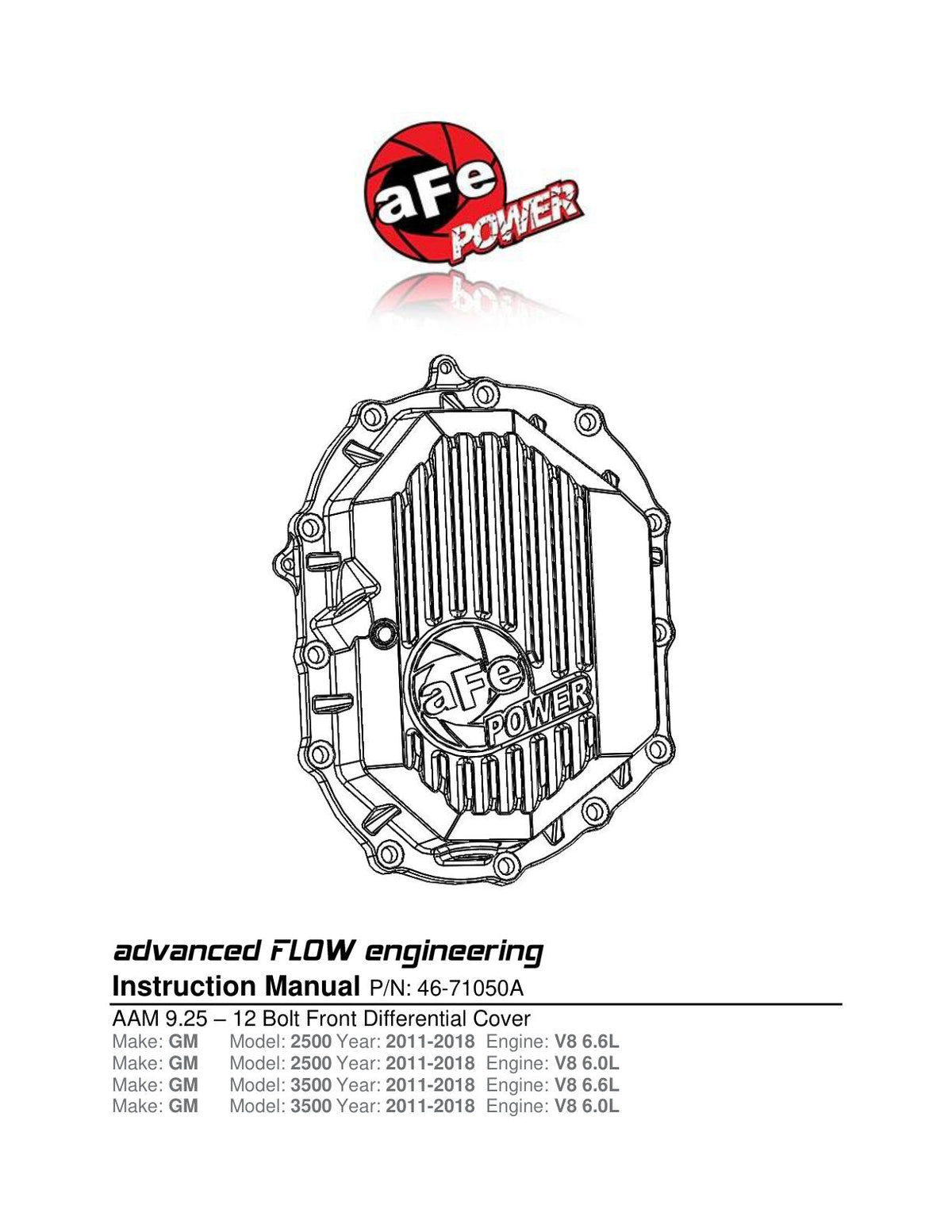 aFe Power 11-18 GM 2500-3500 AAM 9.25 Axle Front Differential Cover Raw Machined Street Series
