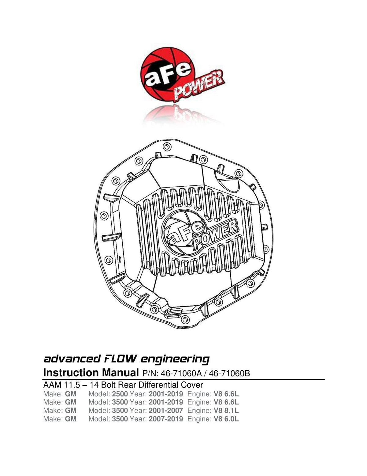 aFe Street Series Rear Differential Cover Raw w/ Machined Fins 01-18 GM Diesel Trucks V8-6.6L (td)
