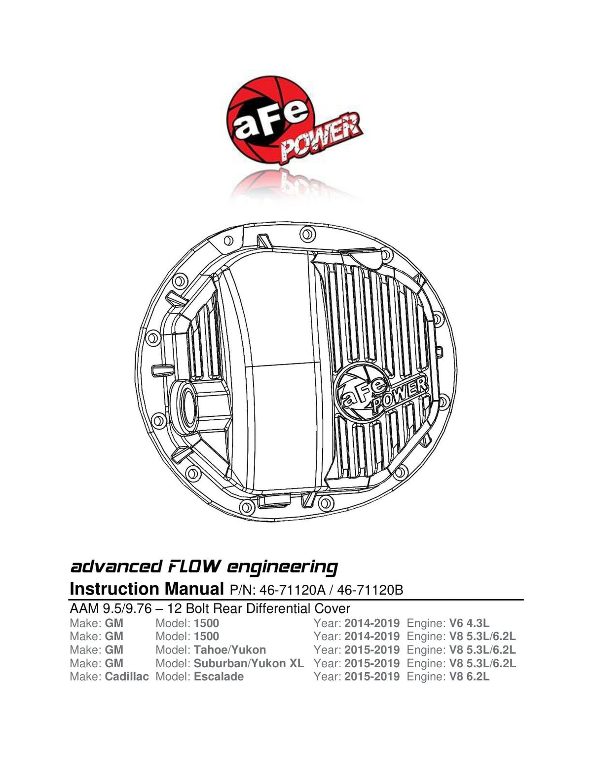 aFe Street Series Rear Differential Cover Raw 14-19 Chevrolet Silverado V8 4.3L / 5.3L / 6.2L