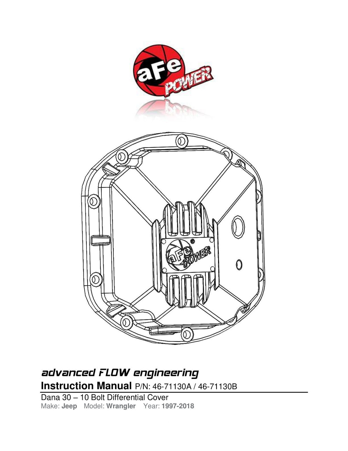 aFe 97-18 Jeep Wrangler TJ/JK Dana 30 Street Series Differential Cover w/ Machined Fins - Raw