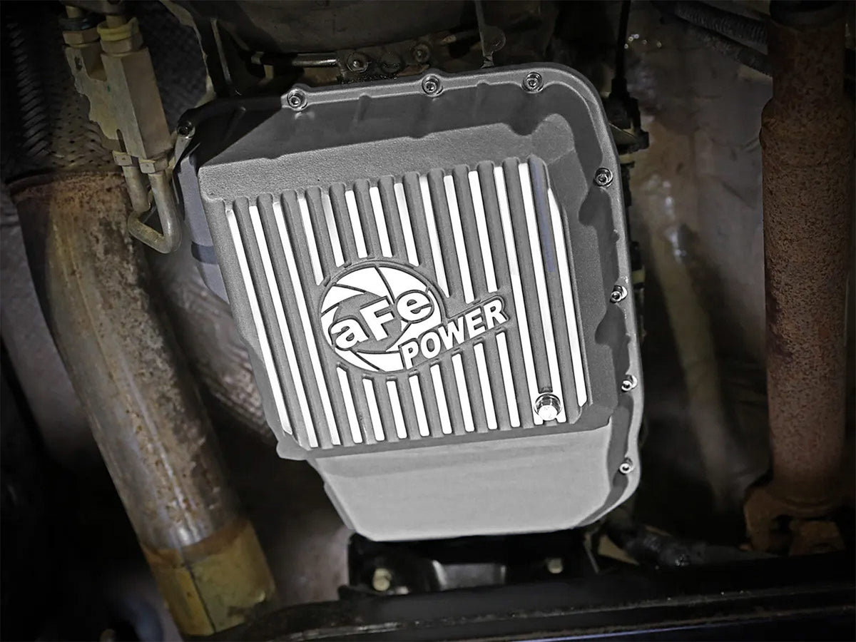 aFe Transmission Pan Raw w/ Machined Fins 13-19 Dodge Diesel Trucks L6-6.7L (td)