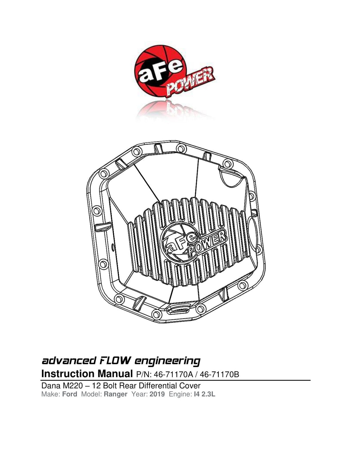 aFe Power Cover Diff Rear Machined 2019 Ford Ranger (Dana M220)