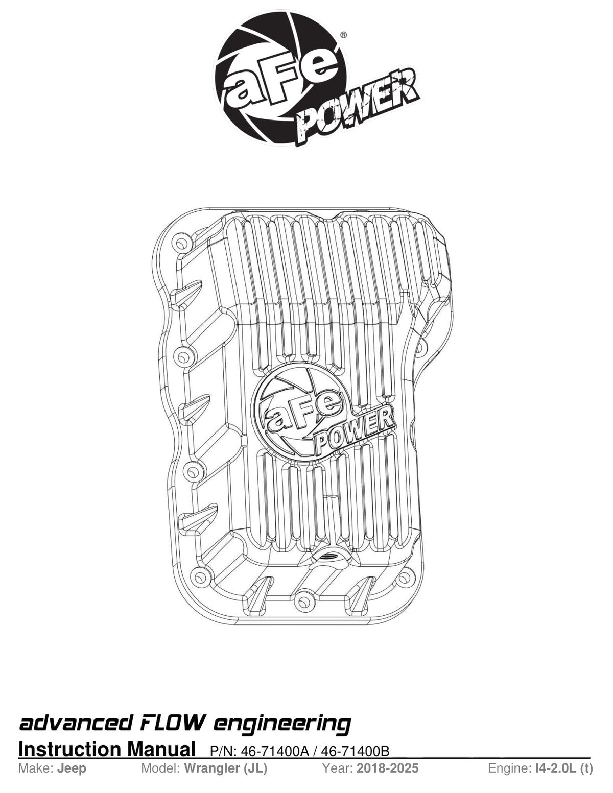 aFe POWER Transmission Pan Jeep Wrangler (JL) 18-25 L4-2.0L- Raw