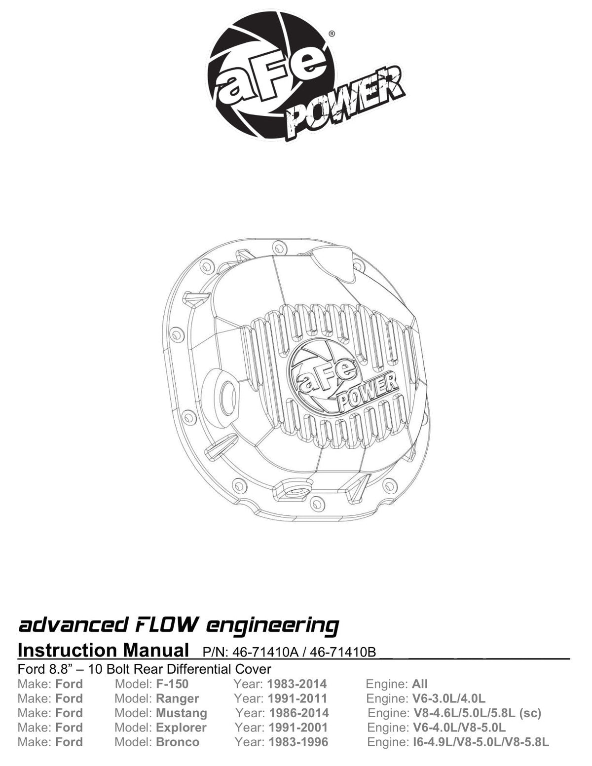 aFe 90-14 Ford F-150 Rear Differential Cover - Raw w/ Machined Fins