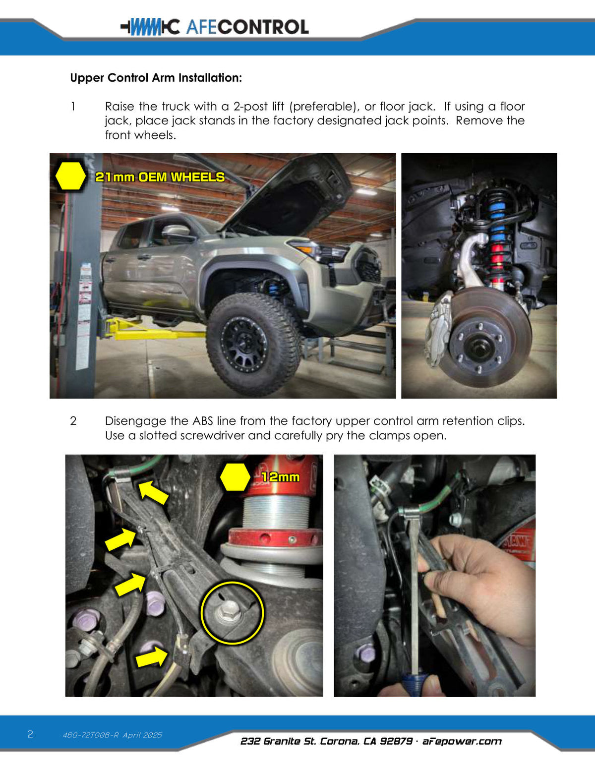 aFe Control 24-26 Toyota Tacoma Upper Control Arms - Set (Red)