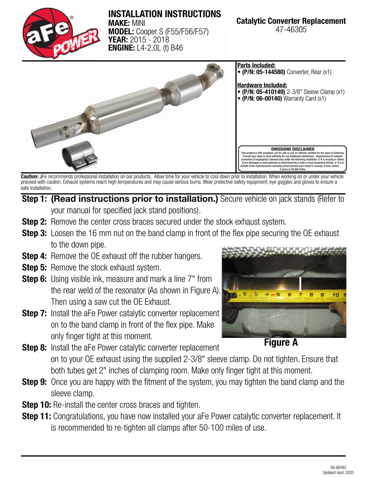 aFe Power Direct Fit 409 SS Catalytic Converter 14-18 Mini Cooper S 2.0T