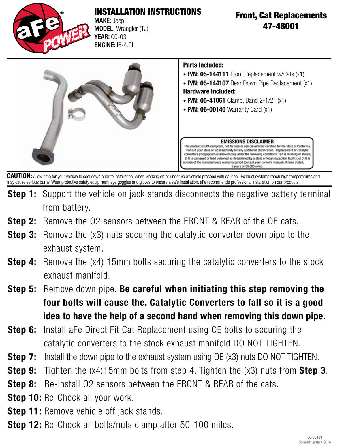 aFe Power Direct Fit Catalytic Converter Replacements Front 00-03 Jeep Wrangler (TJ) I6-4.0L