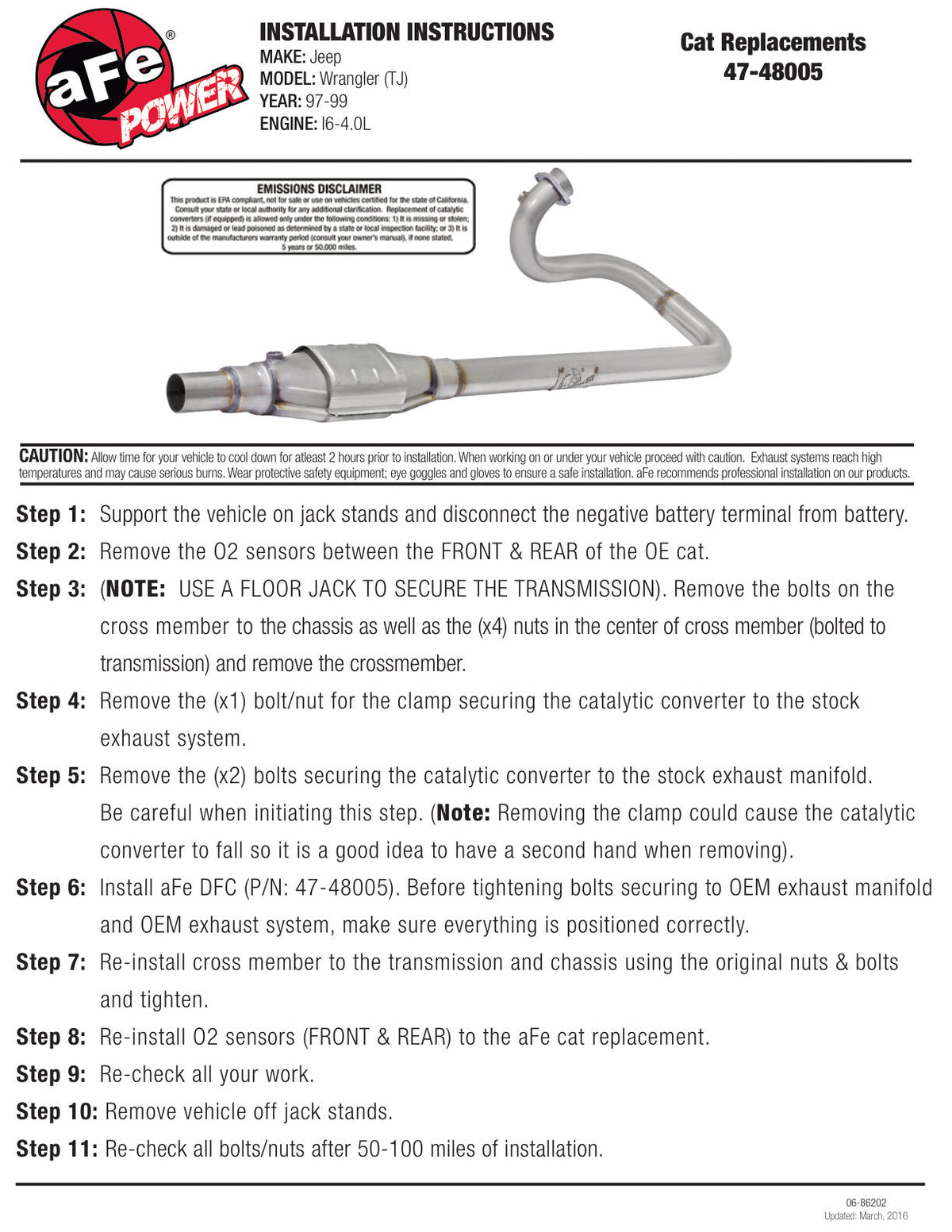 aFe Power Direct Fit Catalytic Converter Replacement 97-99 Jeep Wrangler (TJ) I6-4.0L