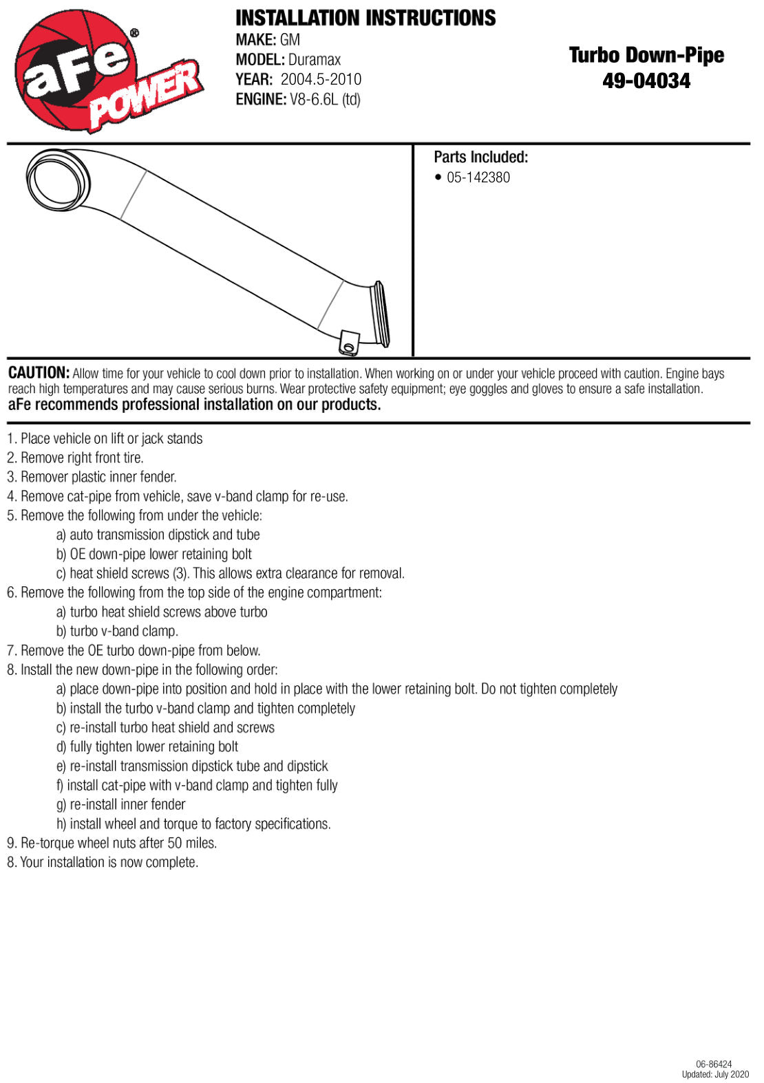 aFe ATLAS 3in Steel Down-Pipe 04.5-10 GM Diesel Trucks V8 6.6L (td) LLY/LBZ/LMM
