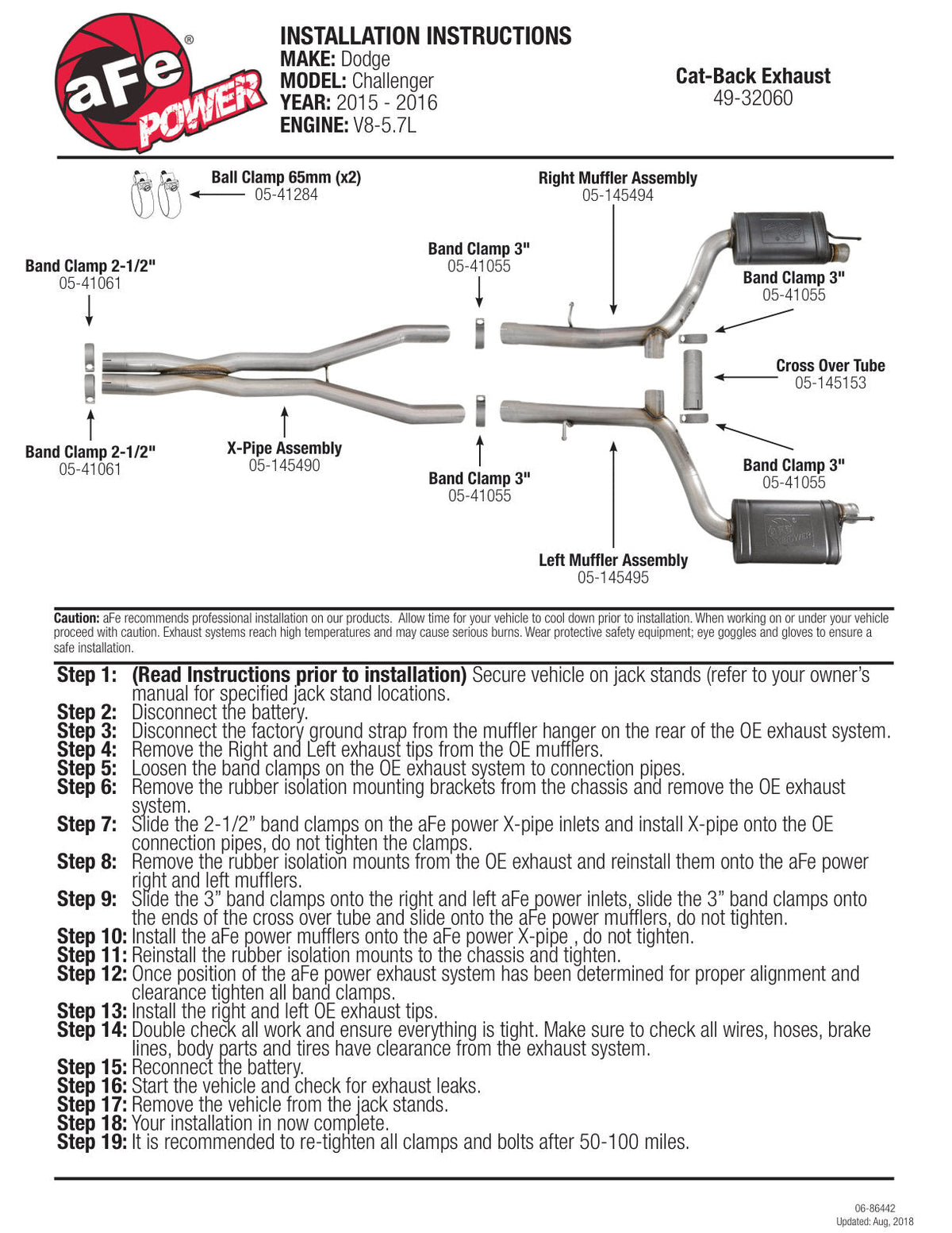 aFe MACH Force-Xp 304 SS Cat-Back Exhaust 15-16 Dodge Challenger V8-5.7L