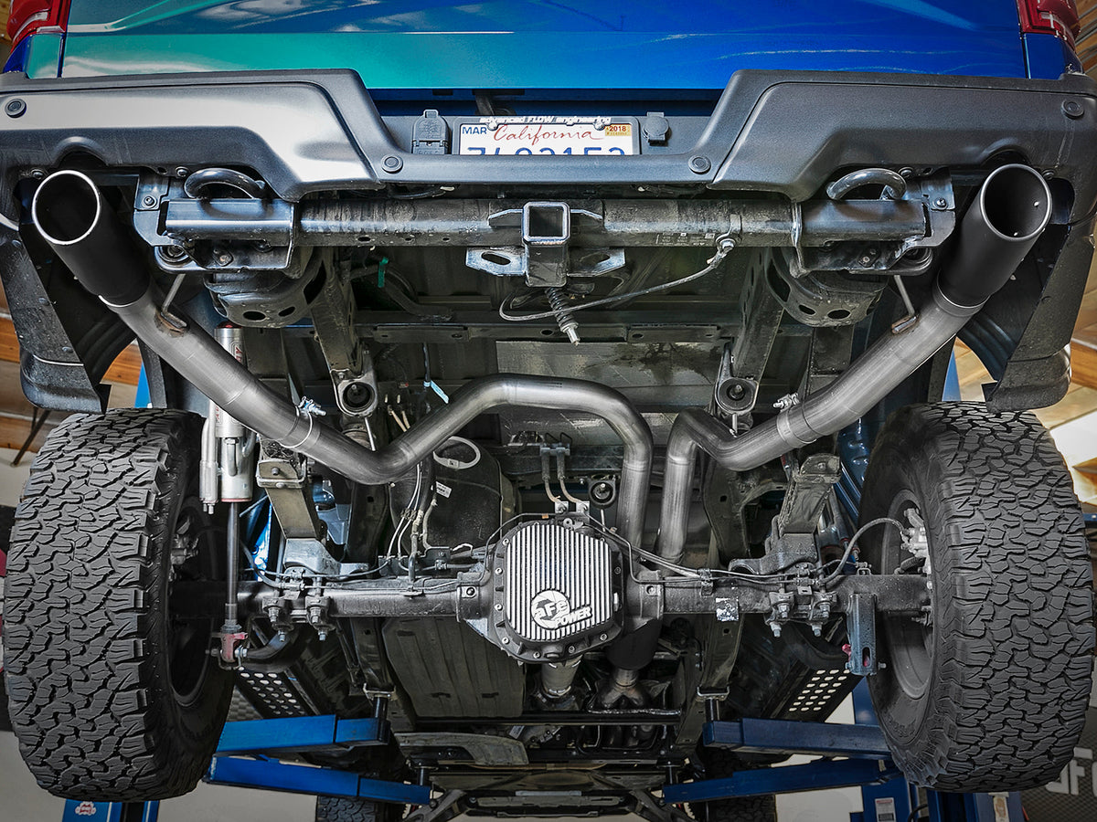 aFe MACH Force-Xp 3in to 3-1/2in 304 SS Cat-Back Exhaust w/Black Tip 17-18 Ford F-150 Raptor V6 3.5L