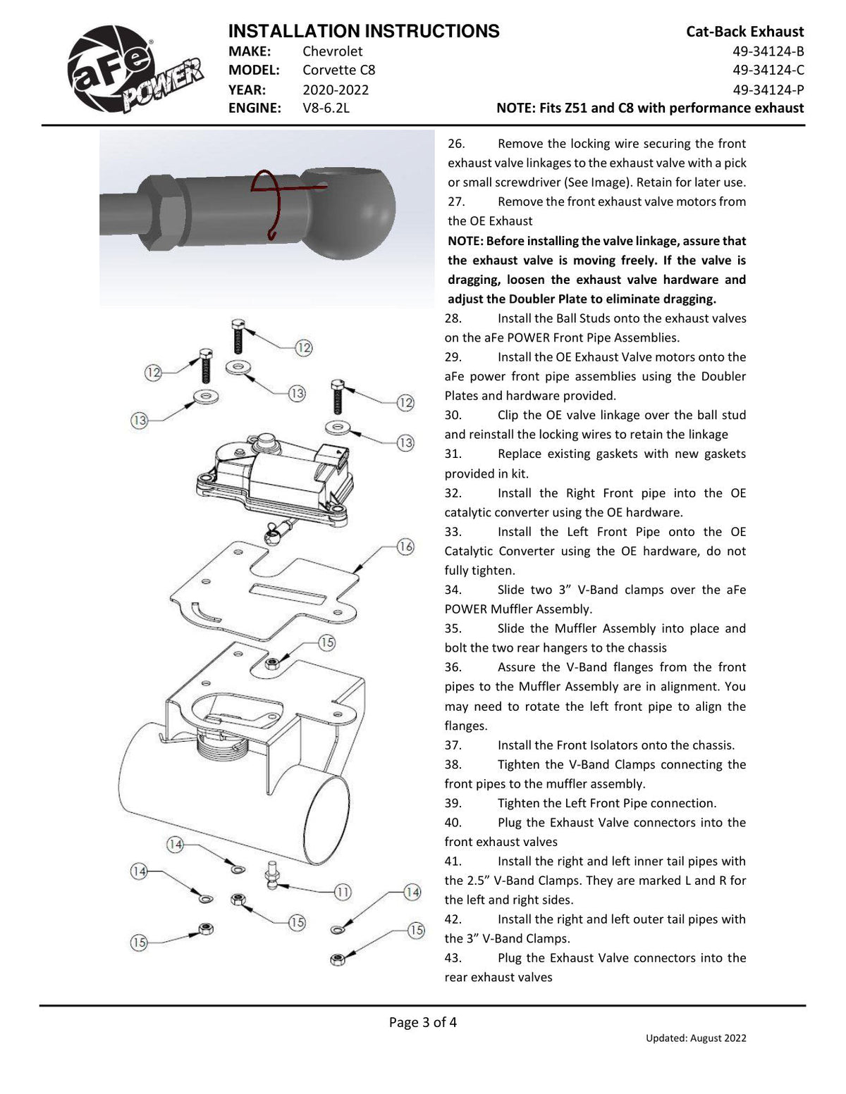 aFe MACH Force-Xp 3in to 2-1/2in 304SS Cat-Back 2020 Chevy Corvette (C8) 6.2L - Black Tip