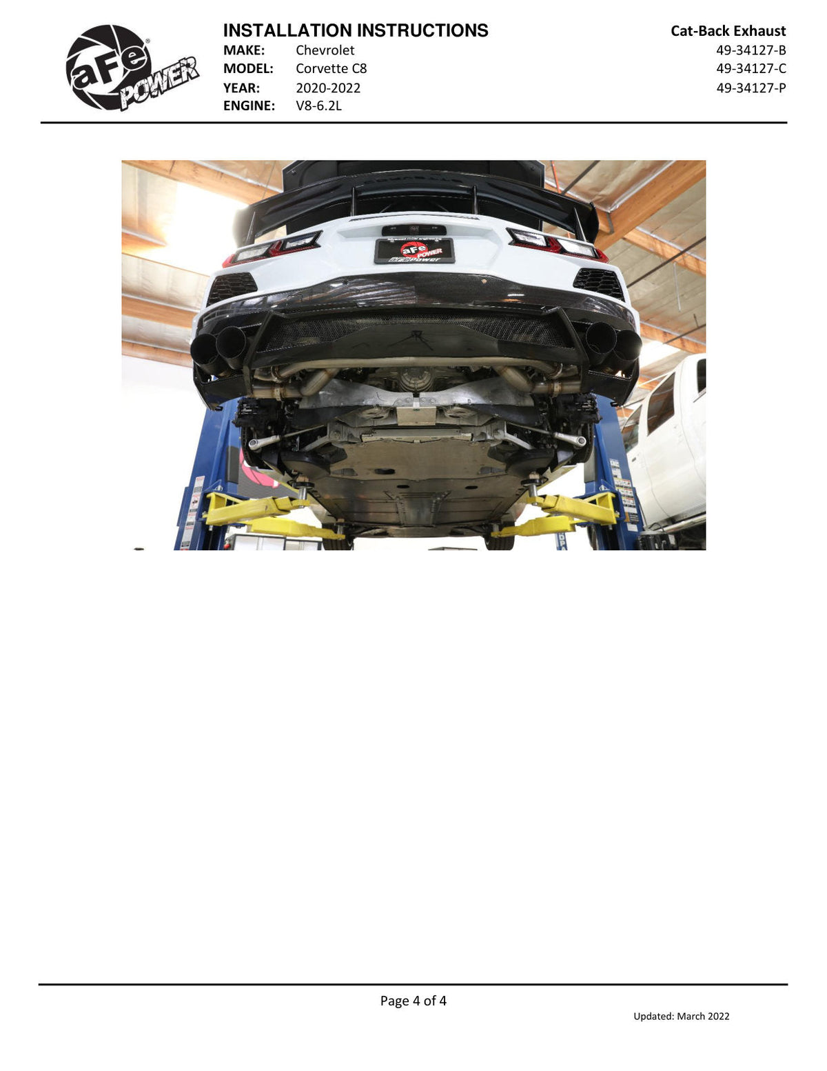 aFe MACH Force-Xp 2-1/2in 304SS Cat-Back 2020 Chevy Corvette (C8) 6.2L - Black Tip