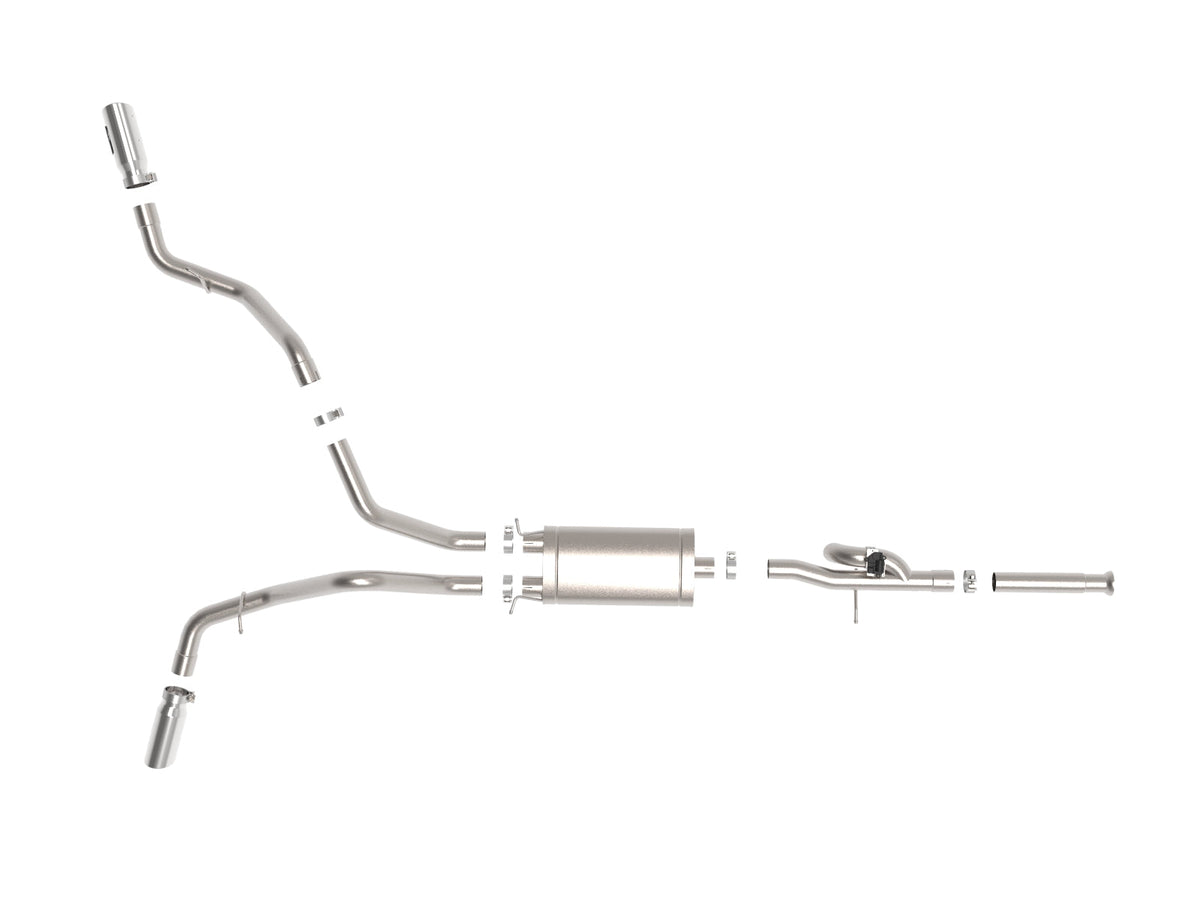 aFe Gemini XV Cat-Back Exhaust System GM Trucks 09-18 V6-4.3/V8-4.8/5.3L- Cut-Out Polished