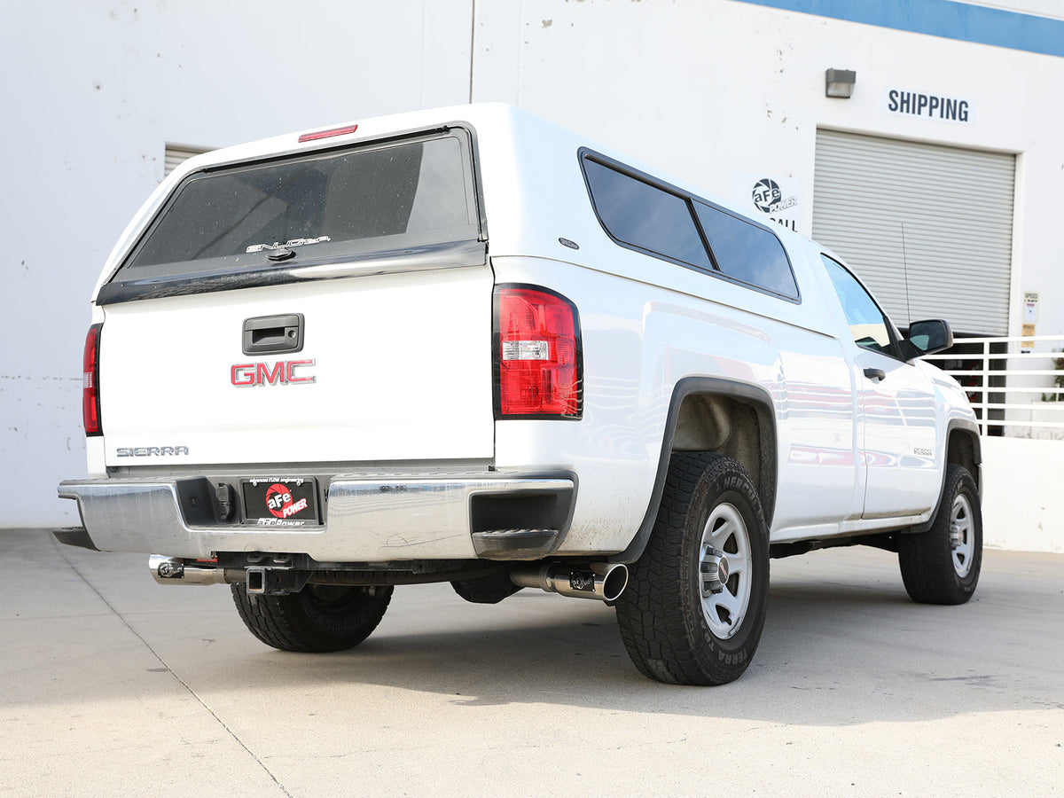 aFe Gemini XV Cat-Back Exhaust System GM Trucks 09-18 V6-4.3/V8-4.8/5.3L- Cut-Out Polished