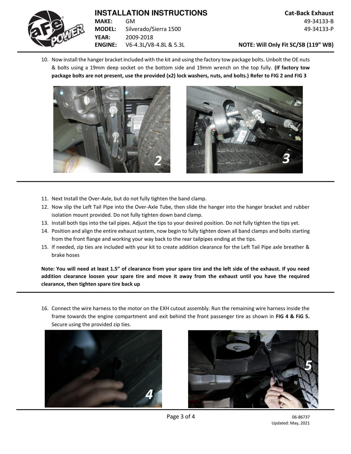 aFe Gemini XV 3in 304 SS Cat-Back Exhaust w/ Cutout 09-18 GM Trucks 4.3L/4.8L/5.3L w/ Black Tips