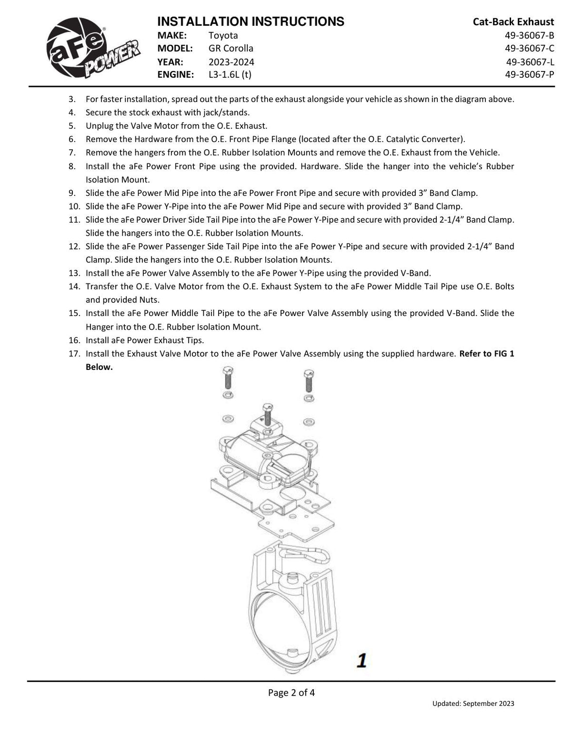aFe 23-24 Toyota GR Corolla L3 1.6L (t) Gemini XV 3in to 2-1/2in CatBack Exhaust w/Carbon Fiber Tips