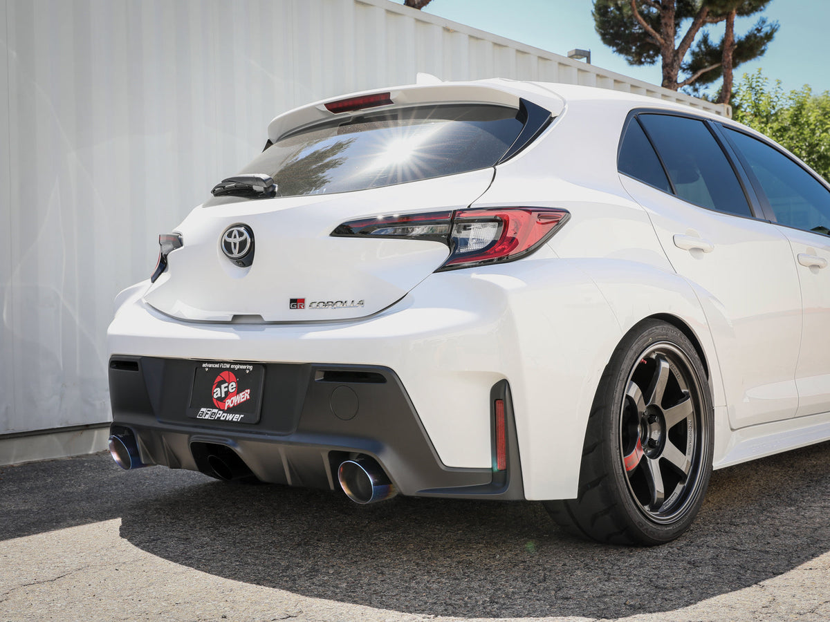 aFe 23-24 Toyota GR Corolla L3 1.6L (t) Gemini XV 3in to 2-1/2in Cat Back Exhaust w/ Blue Flame Tips
