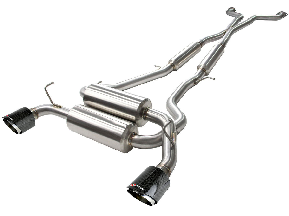 aFe Takeda 2-1/2 in 304 SS Cat-Back Exhaust System Infiniti G37 08-13/Q60 14-15 V6-3.7 w/ Black Tips