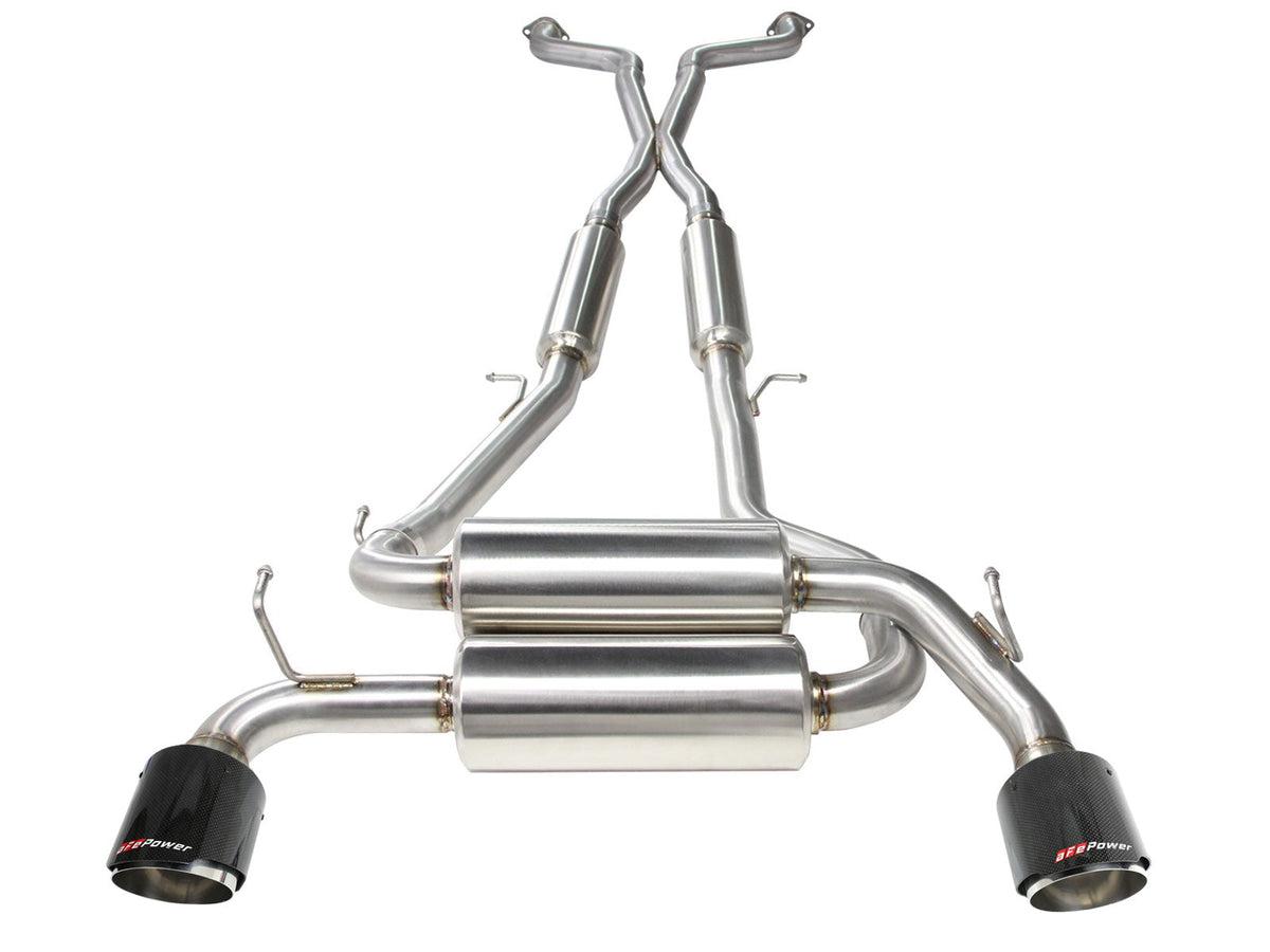 aFe Takeda 2-1/2 in 304 SS Cat-Back Exhaust System Infiniti G37 08-13/Q60 14-15 V6-3.7 w/ Black Tips