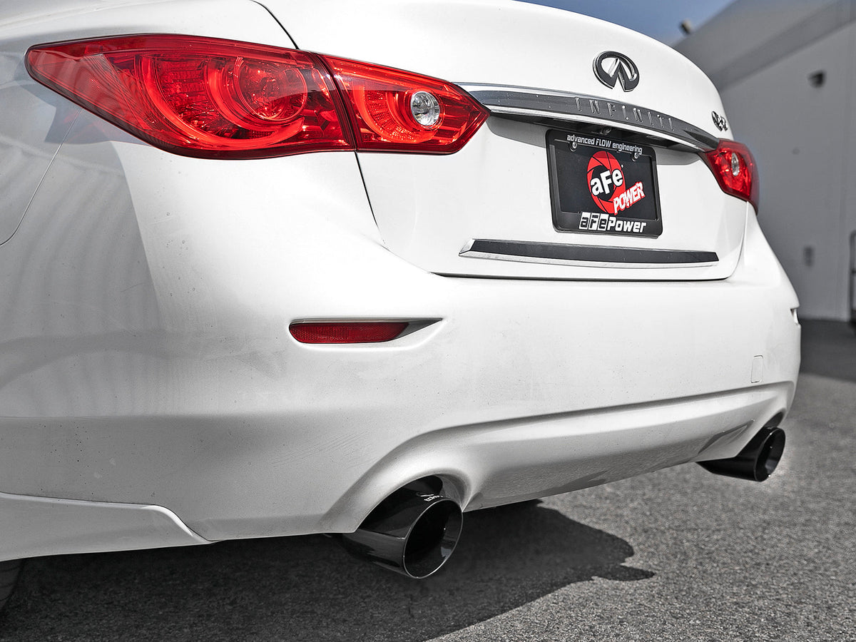 aFe Takeda 2.5in 304 SS Axle-Back Exhaust w/ Blue Flame Tips 16-18 Infiniti Q50 V6-3.0L (tt)