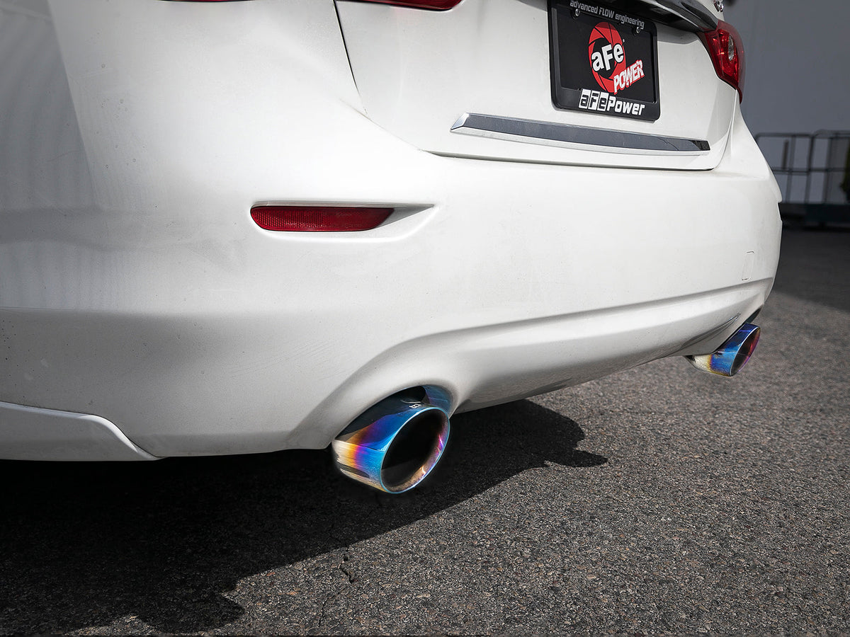 aFe Takeda 2.5in 304 SS Cat-Back Exhaust System w/ Carbon Fiber Tips 16-18 Infiniti Q50 V6-3.0L (tt)