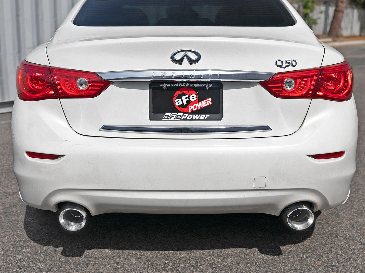 aFe Takeda 2.5in 304 SS Cat-Back Exhaust System w/ Carbon Fiber Tips 16-18 Infiniti Q50 V6-3.0L (tt)