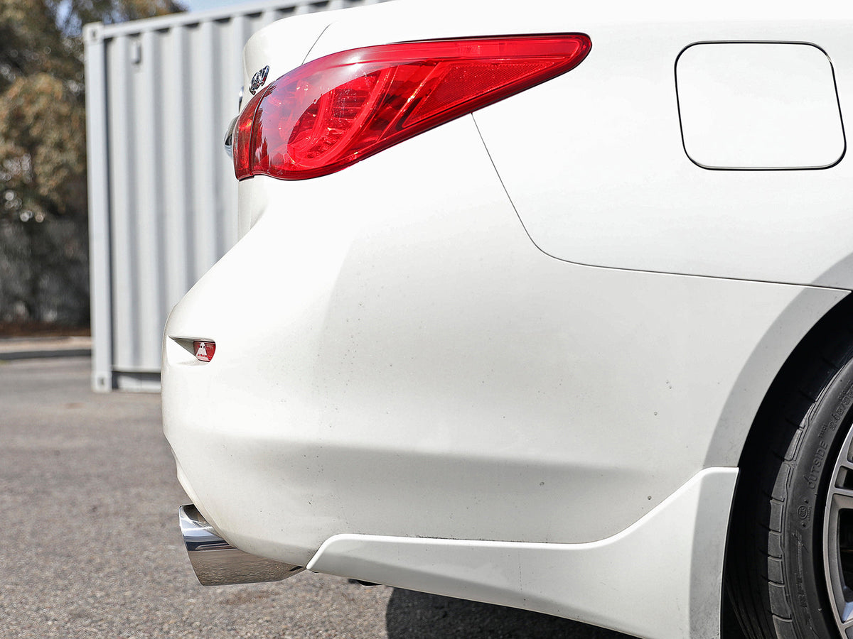 aFe Takeda 2.5in 304 SS Cat-Back Exhaust System w/ Blue Flame Tips 16-18 Infiniti Q50 V6-3.0L (tt)