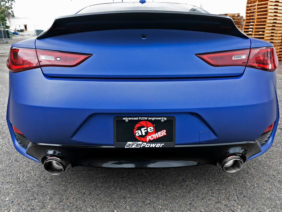 aFe POWER Takeda 2.5in 304 SS CB Exhaust w/ Polished Tips 17-19 Infiniti Q60 V6-3.0L (tt)