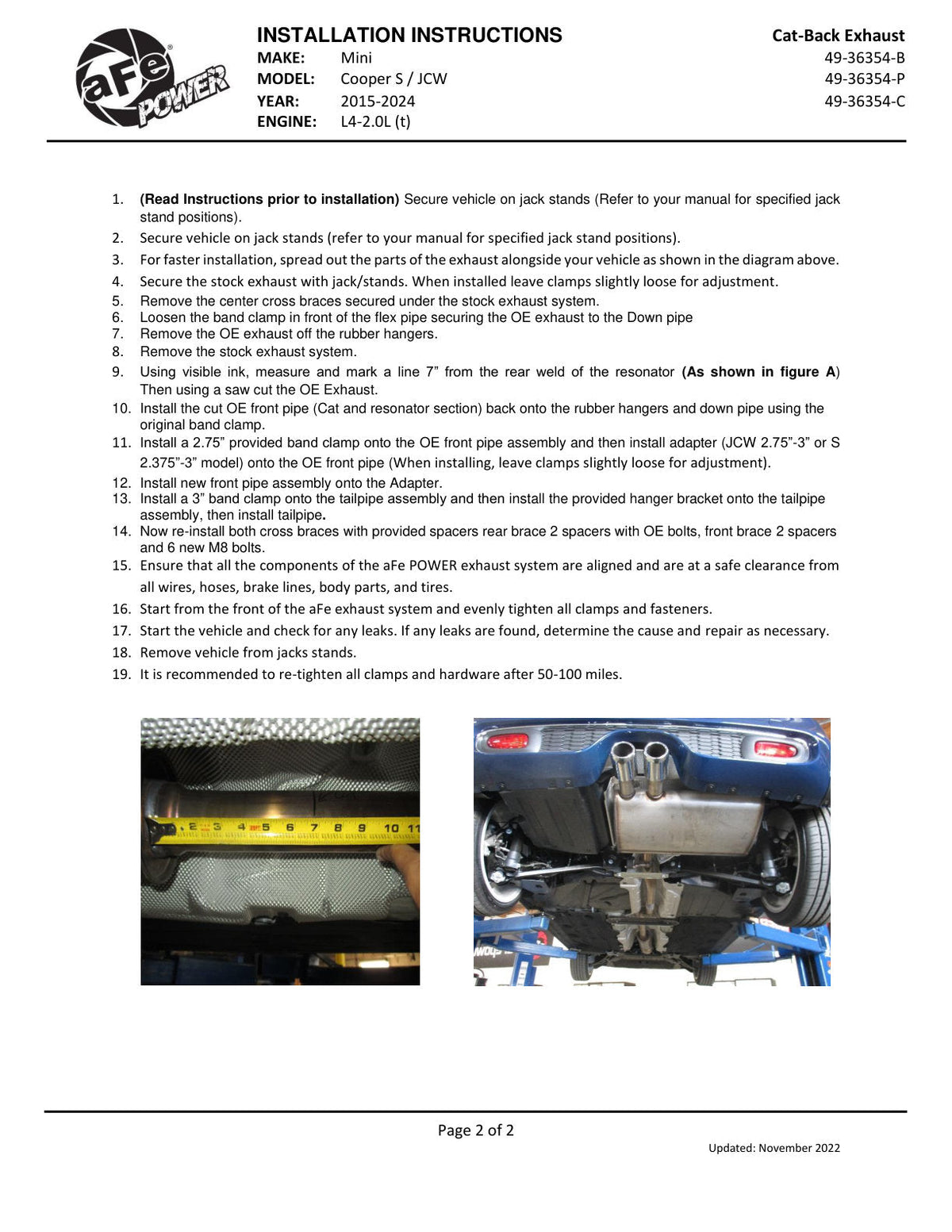 aFe 14-24 Mini Cooper S MACH Force-Xp 3in to 2-1/2in 304SS Cat-Back Exhaust w/ Carbon Fiber Tip