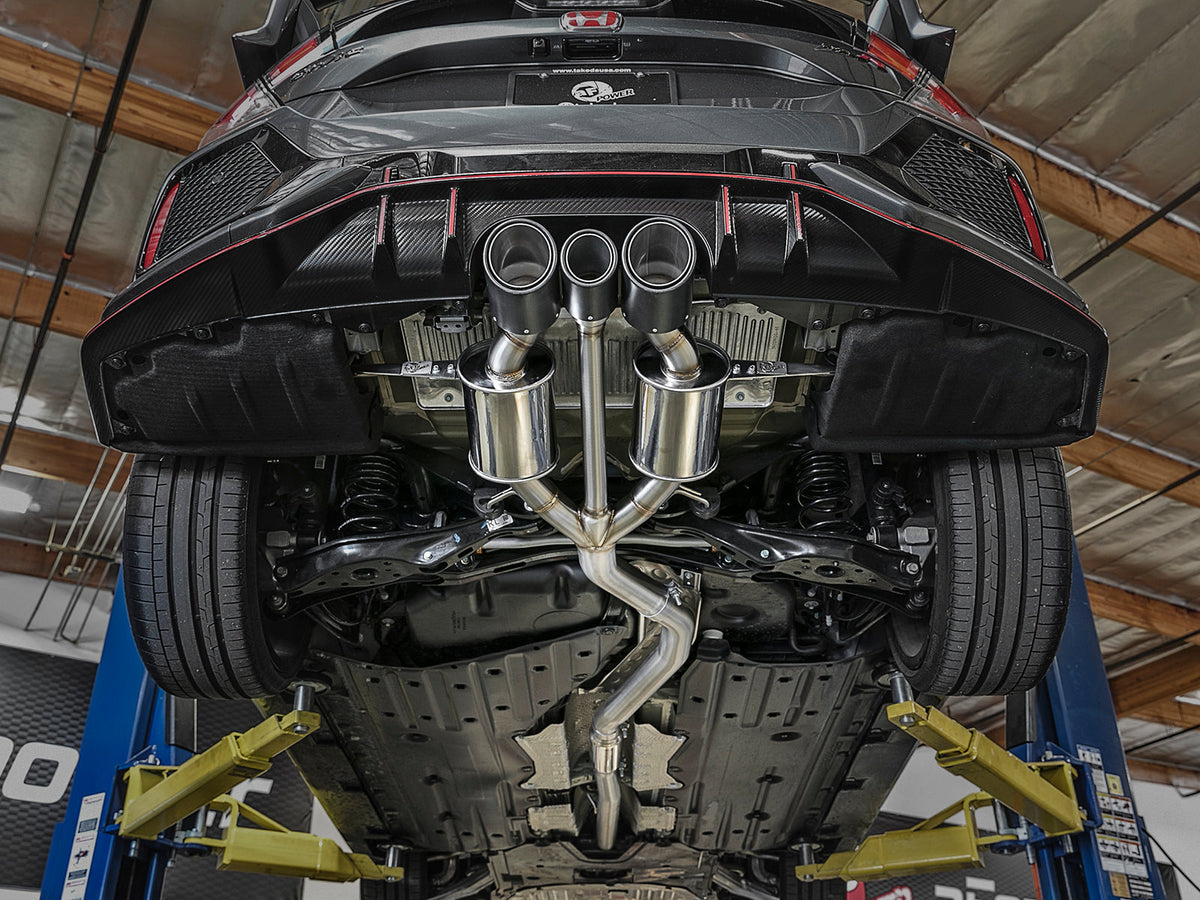 aFe Takeda 3in 304 SS Cat-Back Exhaust w/ Blue Flame Tips 2017+ Honda Civic Type R I4 2.0L (t)