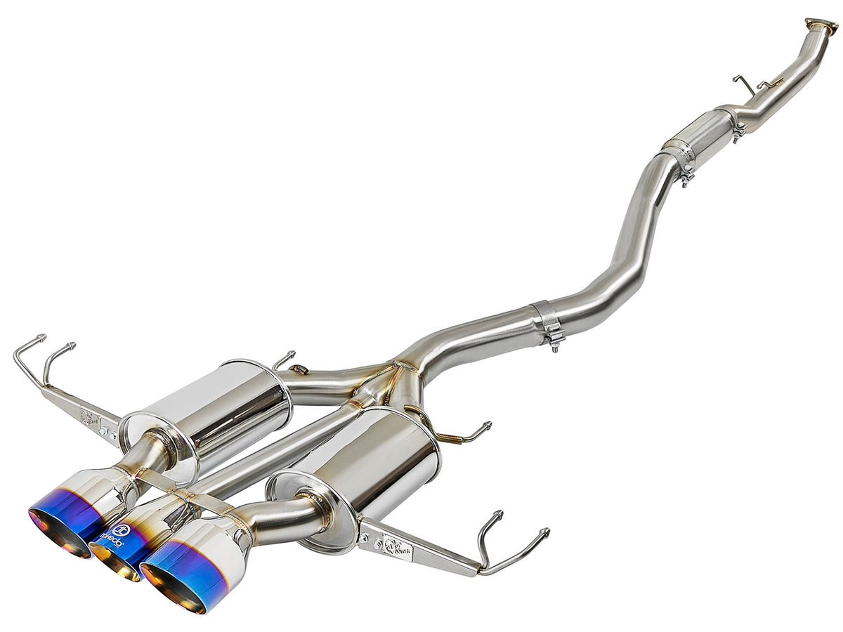 aFe POWER Takeda 2-1/2in to 2-1/4in 304SS Catback Dual-Exit Exhaust 17+ Honda Civic Type R w/CF Tips
