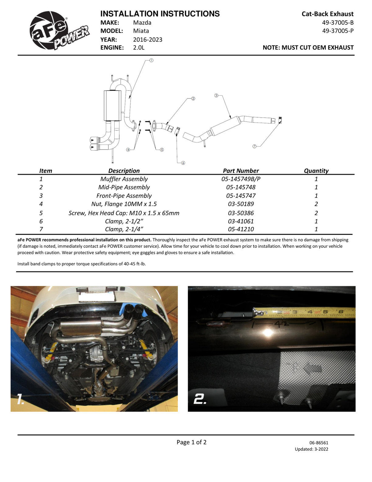 aFe Takeda 2-1/2in SS-304 Cat-Back Exhausts w/ Polished Tip 16-19 Mazda MX-5 Miata ND 2.0T