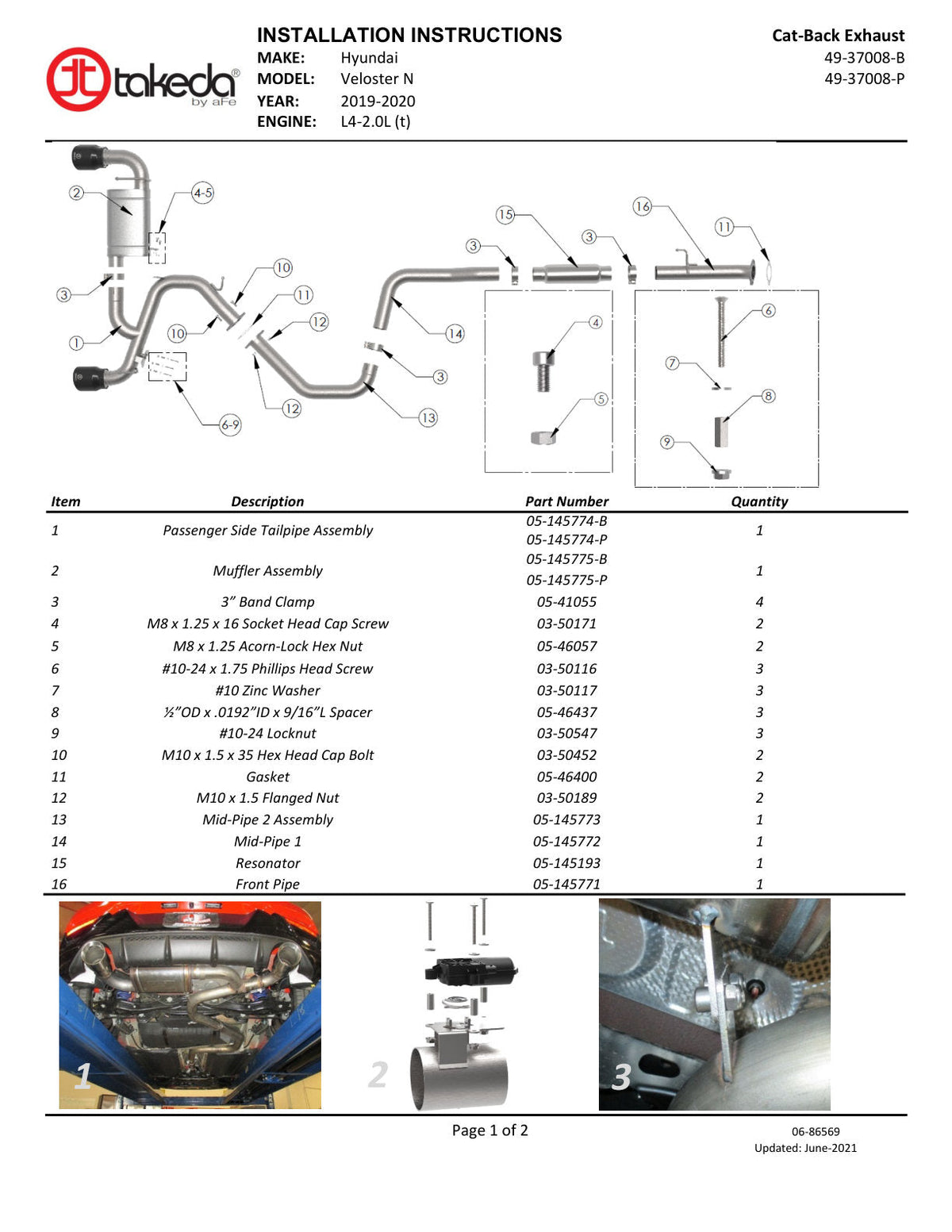 aFe Power Cat Back Exhaust - 19-20 Hyundai Veloster N L4-2.0L (t)