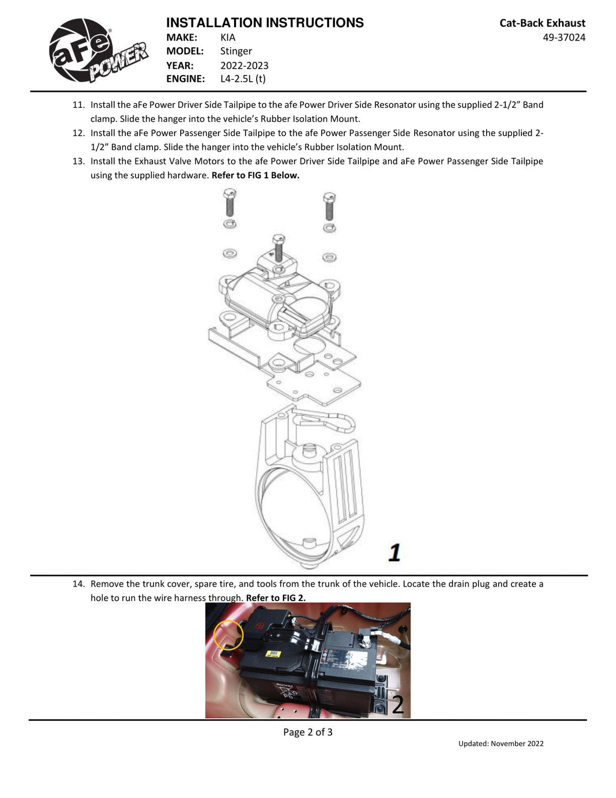 aFe 22-23 Kia Stinger L4-2.5L Turbo Gemini XV 3in to Dual 2-1/2in Cat-Back Exhaust System w/ Cut-Out