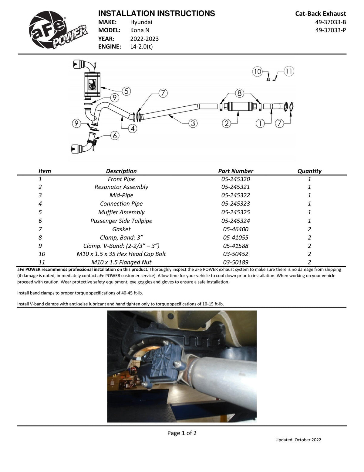 aFe 22-23 Hyundai Kona N L4 2.0L(t) Takeda 3in 304 SS Cat-Back Exhaust System w/ Black Tips