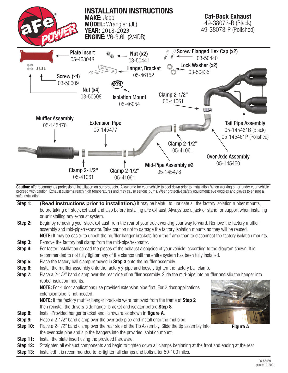aFe Rebel Series 2.5in 304 SS Cat-Back Exhaust w/ Polished Tip 18-20 Jeep Wrangler (JL)