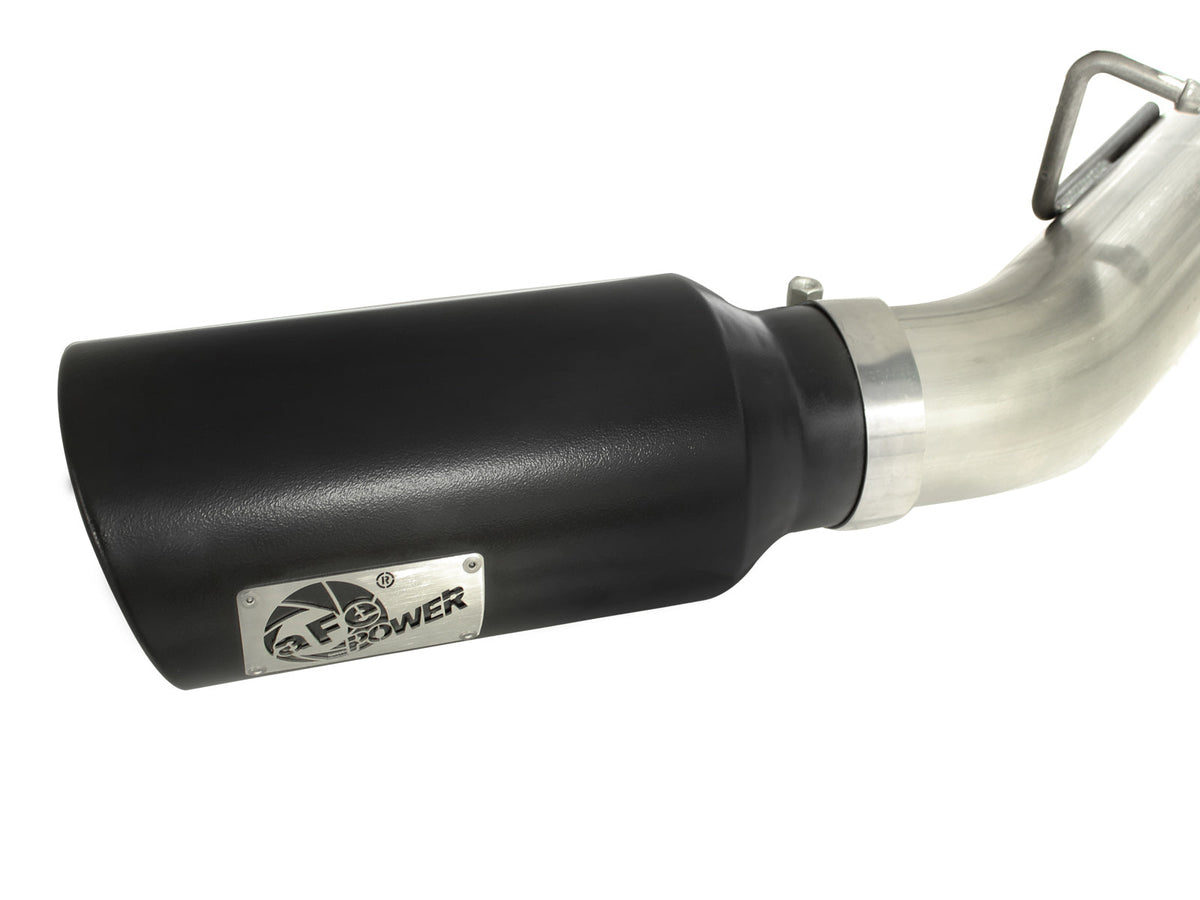 aFe MACH Force XP Exhaust 4inch DP-Back All SS 2011-14 GM Diesel Trucks V8-6.6L LML Black Tips
