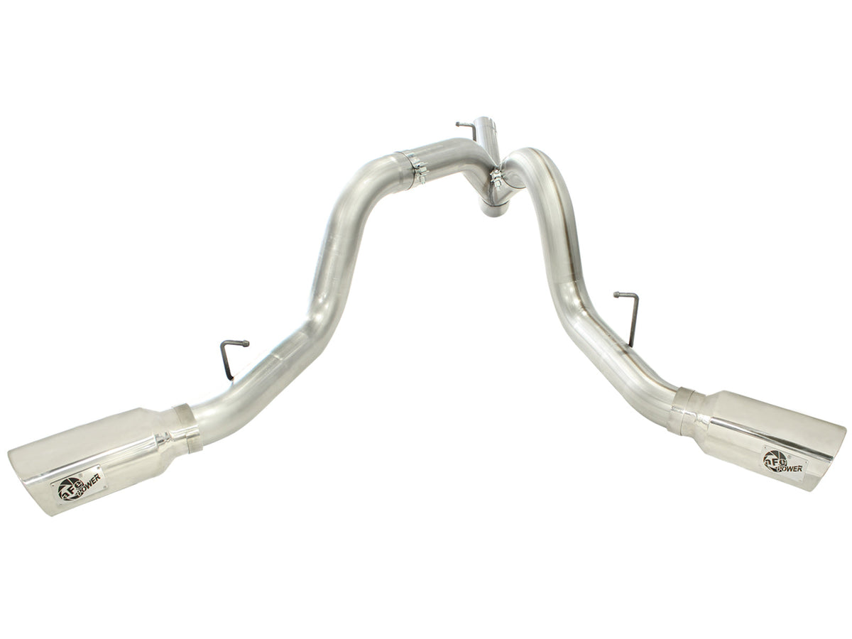 aFe MACH Force XP Exhaust 4inch DP-Back All SS 2011-14 GM Diesel Trucks V8-6.6L LML Polished