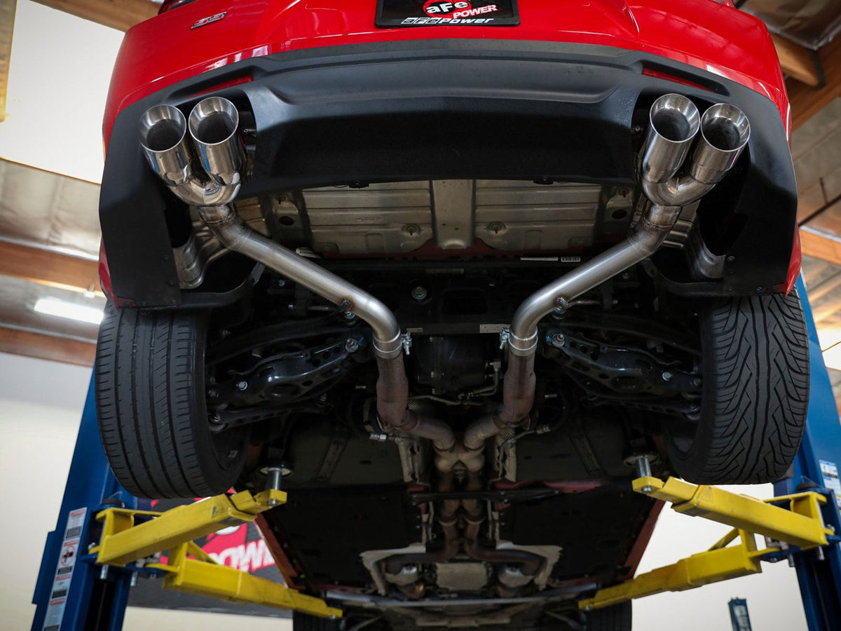 aFe POWER MACH Force-Xp 3in Axle-Back Exhaust 16-20 Chevy Camaro SS V8 6.2L w/o Mufflers - Polished