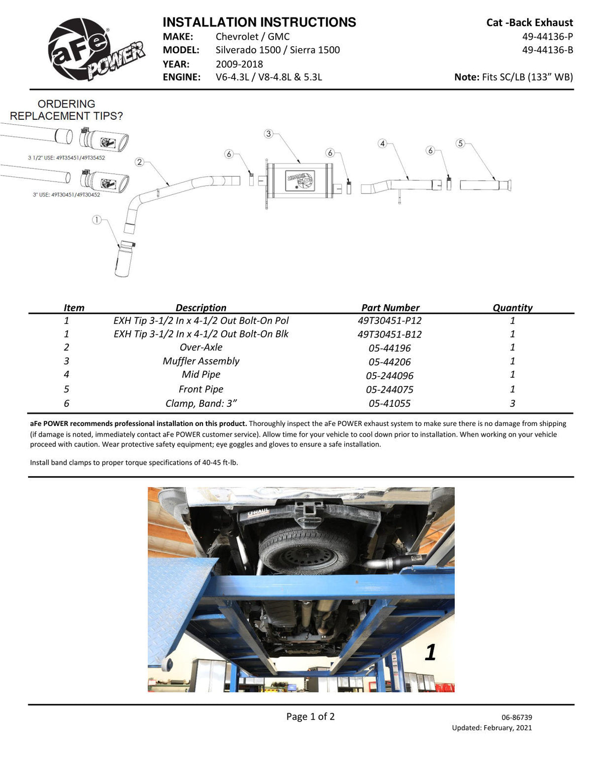 aFe Apollo GT Series Cat-Back Exhaust System GM Trucks 09-18 V6-4.3L/V8-4.8/5.3L- Black Tip