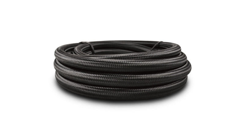 Vibrant -8 AN Black Nylon Braided Flex Hose w/ PTFE liner (20FT long)
