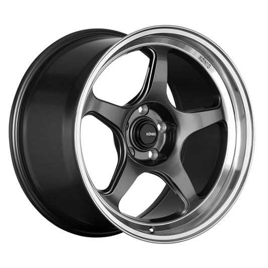 Konig Hyperspec 18x9.5A 5x114.3 ET35 Anthracite Metallic Wheel w/ Mirror Machined Lip (Knurled Bead)