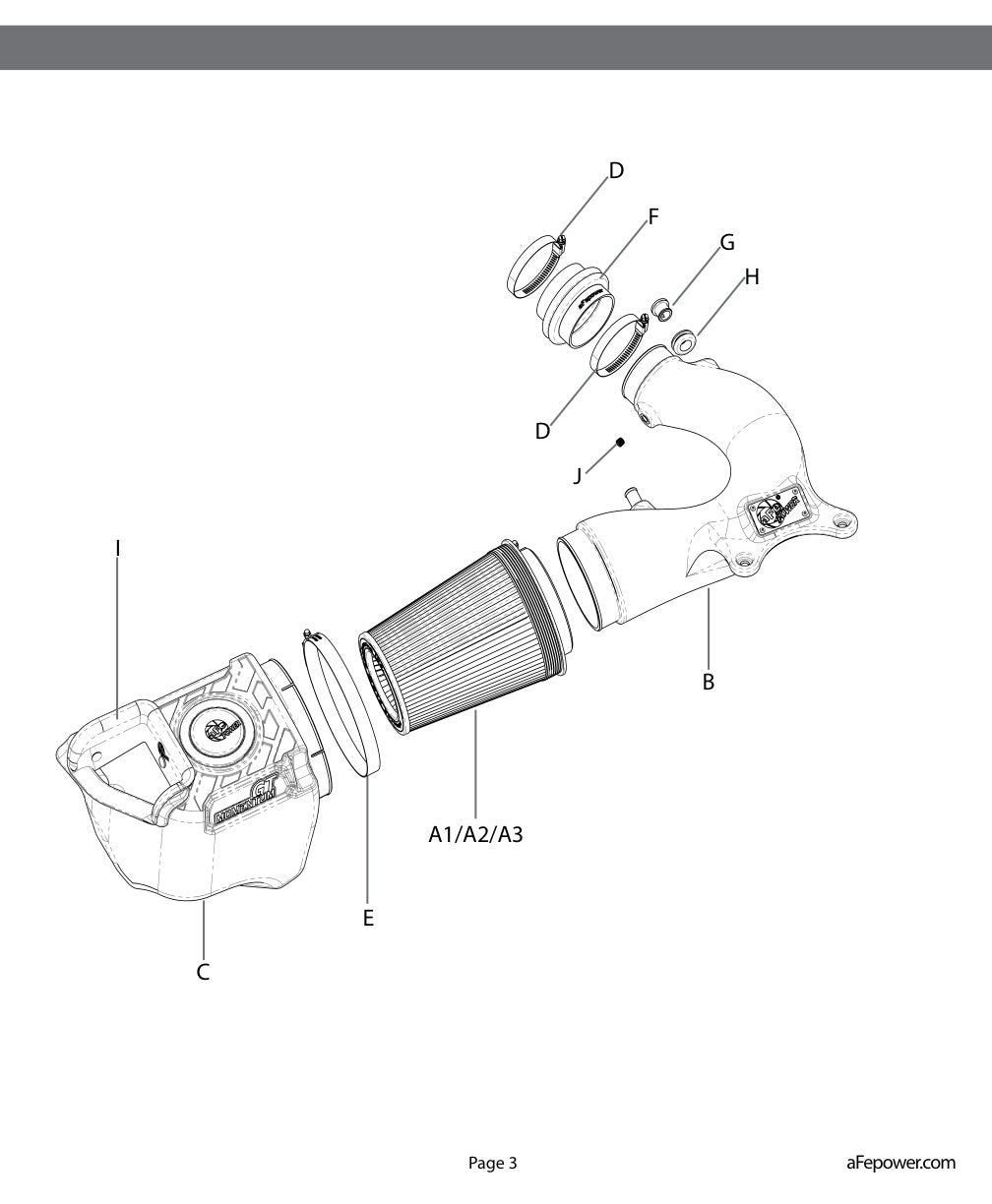 aFe Momentum GT Pro DRY S CAI System 12-18 Jeep Wrangler (JK) V6-3.6L (Only Models w/Sprintex S/C)
