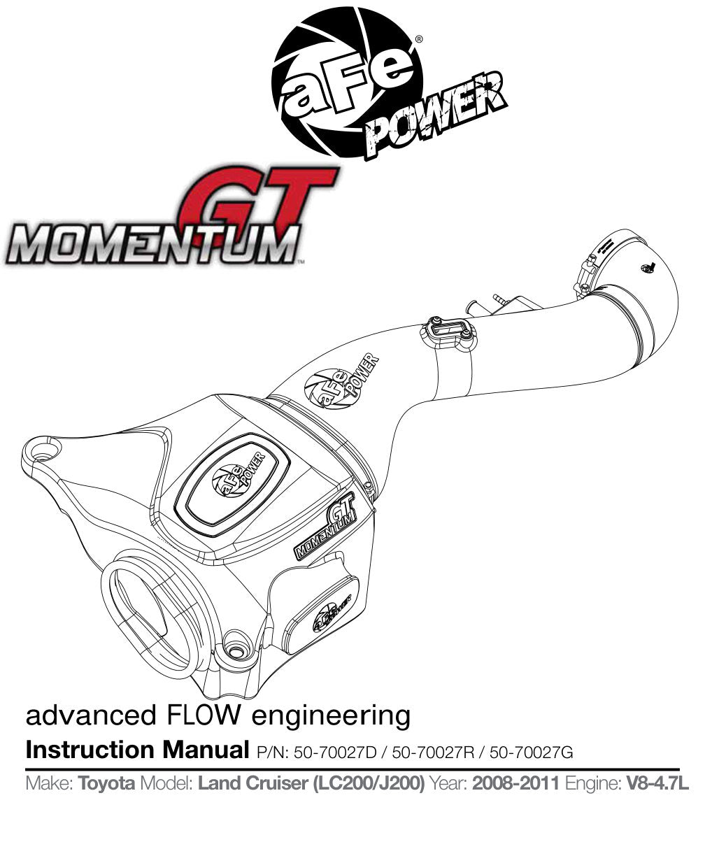 aFe 08-11 Toyota Land Cruiser V8 4.7L Momentum GT Cold Air Intake w/ Pro 5R Media