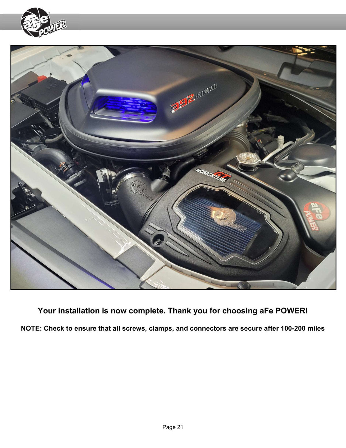 aFe Momentum GT Pro 5R Intake System 11-23 Dodge Challenger V8-6.4L HEMI w/Shaker Hood
