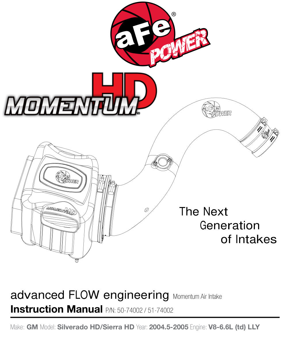 aFe Momentum HD PRO 10R Stage-2 Si Intake 04.5-05 GM Diesel Trucks V8-6.6L LLY