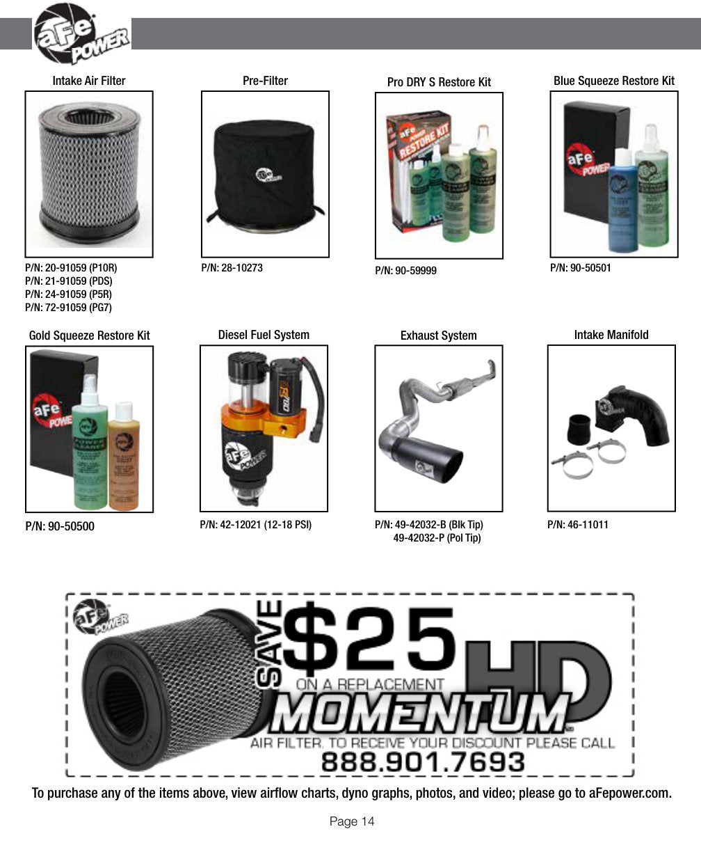 aFe Momentum HD PRO Dry S Stage-2 Intake System Dodge Diesel Trucks 03-07 L6 (Use afe51-72002-E)