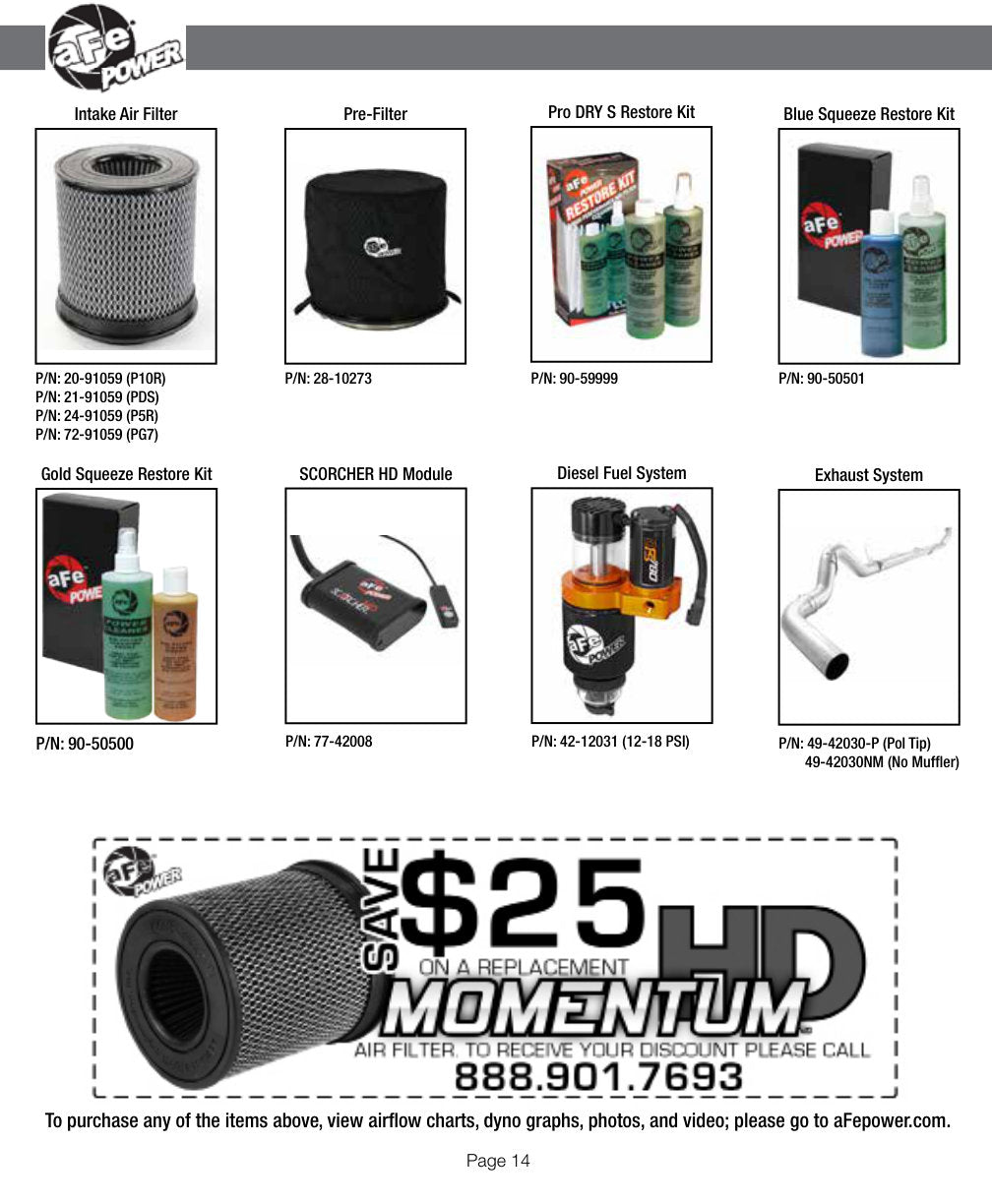 aFe Momentum HD PRO Dry S Stage-2 Si Intake Dodge Diesel Trucks 07.5-09 L6-6.7L (See afe51-72003-E)