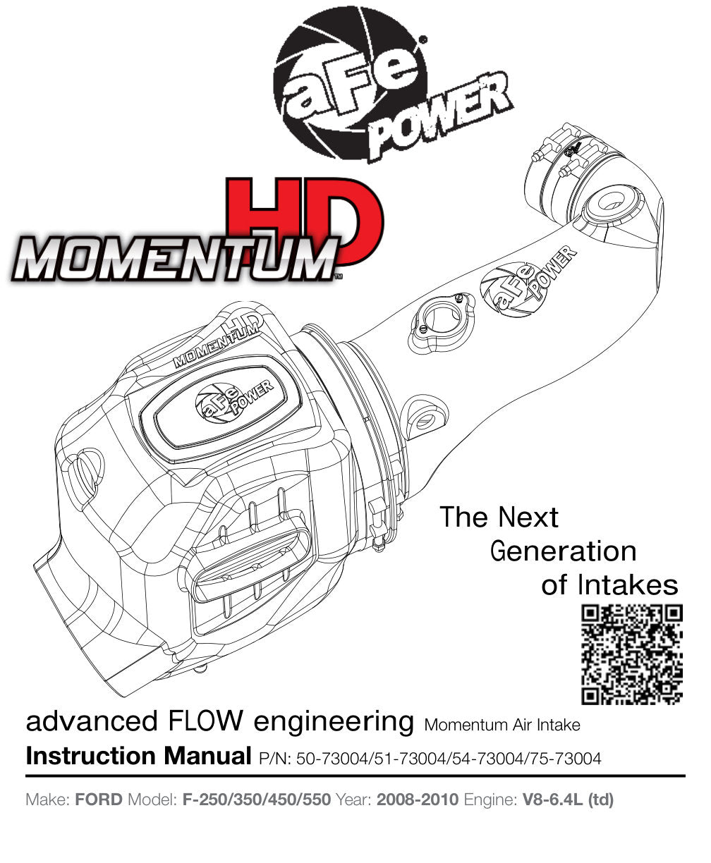 aFe Momentum HD Pro DRY S Stage-2 Si Intake 08-10 Ford Diesel Trucks V8-6.4L (See afe51-73004-E)
